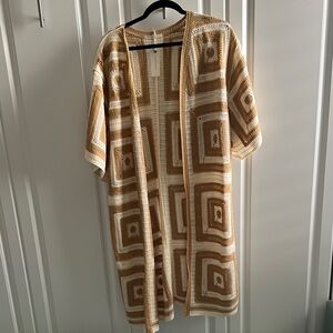 Beige and White Crochet Cardigan NWT